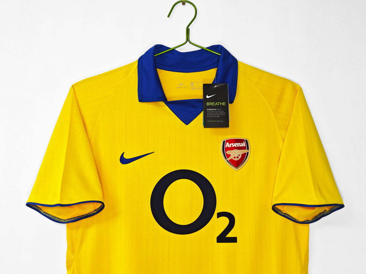 Arsenal 2003/04 yellow retro away jersey — front