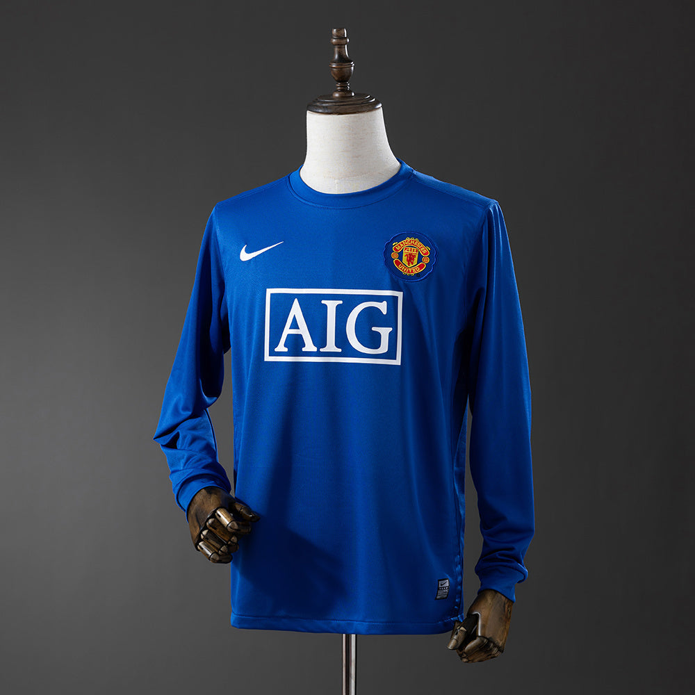 Manchester United · 2008/09 · Third · Blue · Long Sleeve Retro Jersey front view